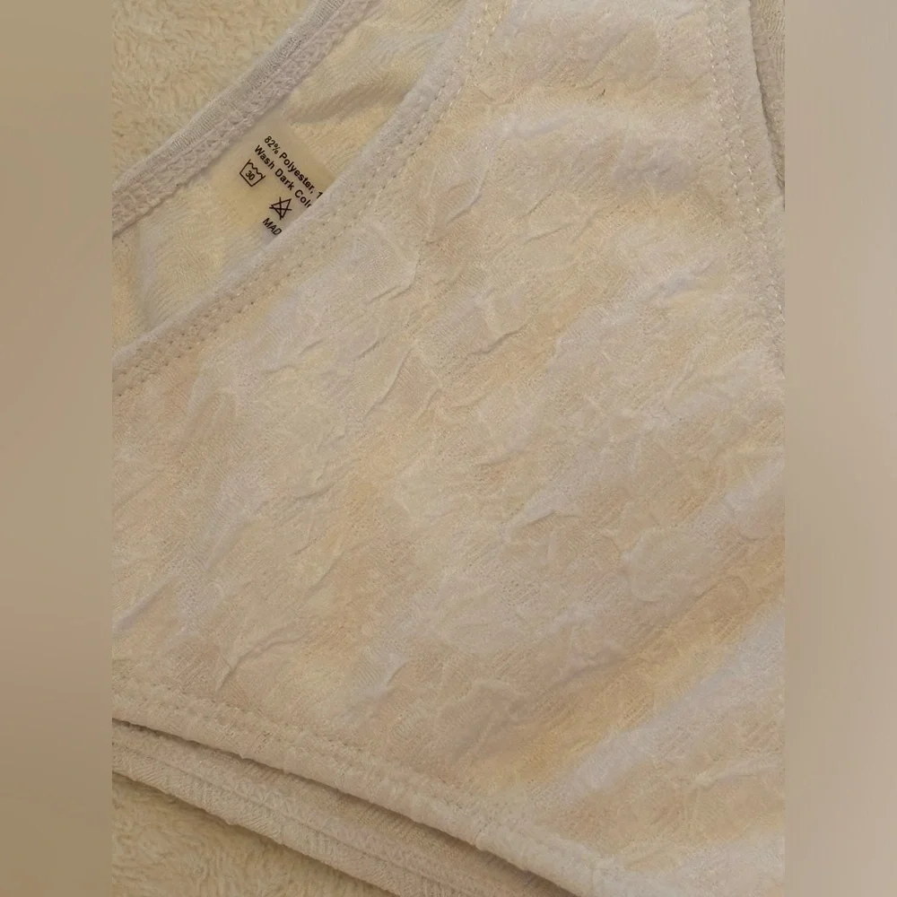 SHEIN WHITE TIE HIP TEXTURED BIKINI BOTTOM SZ SMALL